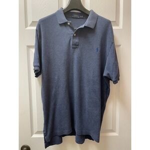 Vintage‎ Polo by Ralph Lauren Mens 2XLT Blue Cotton Pony Knit Preppy Polo